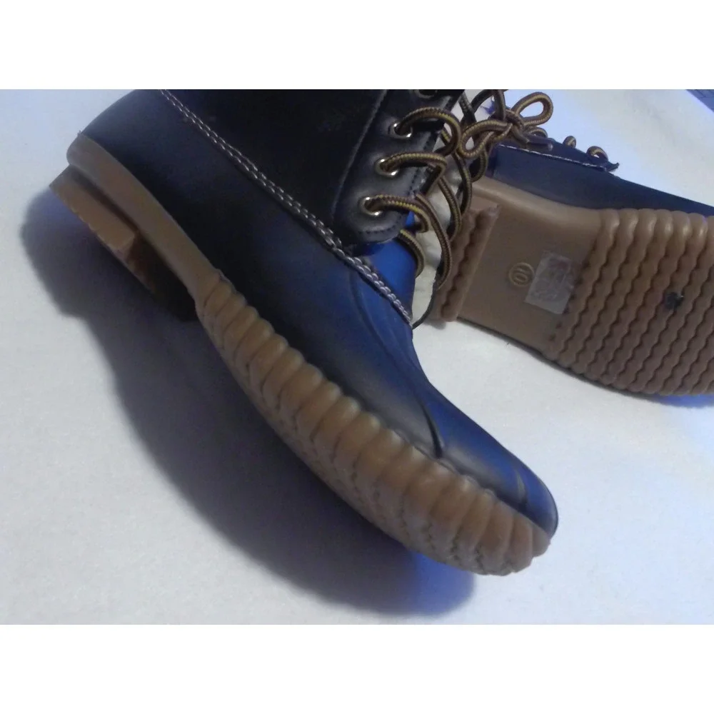 Henry Ferrera Mission-300 Mens Duck Boots Black Faux Leather Shearling Lined 10
